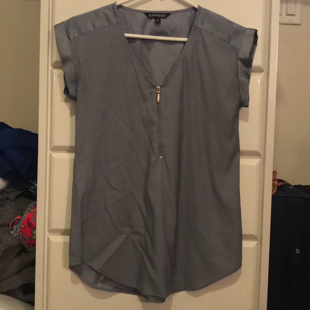 Gray quarter-zip blouse